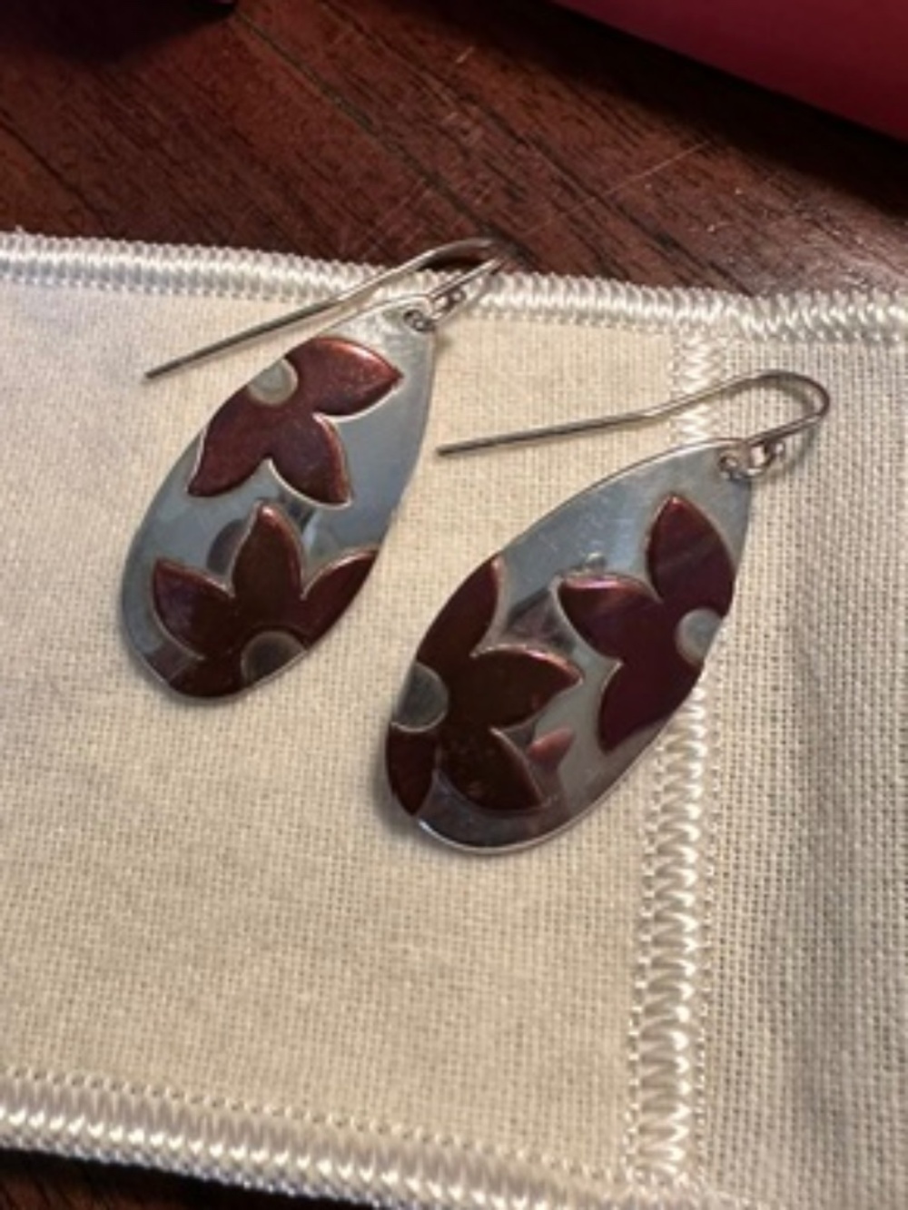 JAMES AVERY Sterling‎ Silver & Copper Floating Flowers Hook Earrings; RETIRED
